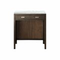 James Martin Vanities Addison 30in Countertop Unit, Mid-Century Acacia w/ 3 CM Arctic Fall Solid Surface Top E444-CU30-MCA-3AF